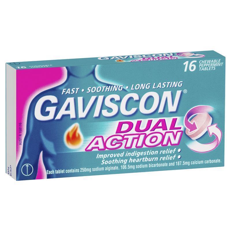 Gaviscon DUAL ACTION Chewable Tablets 16 - PEPPERMINT