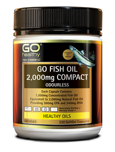 GO Healthy Fish Oil 2000 Compact Odourless 230 Softgel Capsules